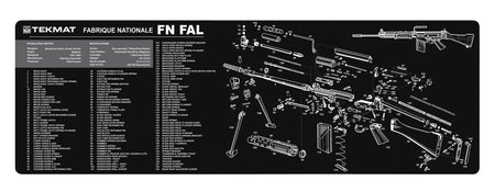 TekMat FN-FAL Parts Diagram Gun Cleaning Mat Black/White Rubber 12"x36"