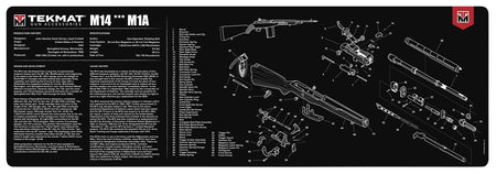TekMat M14 Gun Cleaning Mat 12"x36" Black/White Rubber with Springfield M1A Parts Diagram