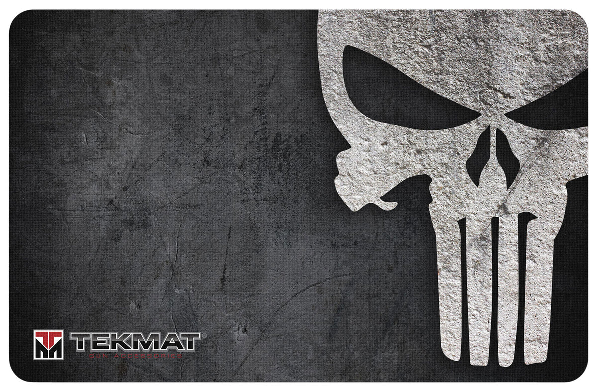 TekMat TEKR42PUNISHER Punisher Skull Door Mat Black/Gray Rubber 42" Long