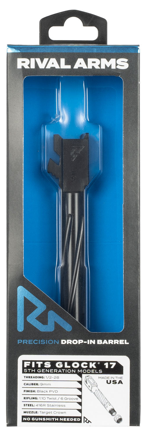 Rival Arms RA20G104A Precision V1 Drop-In Barrel 9mm Luger 4.49" Black PVD 416R Stainless Steel Threaded for Glock 17 Gen5