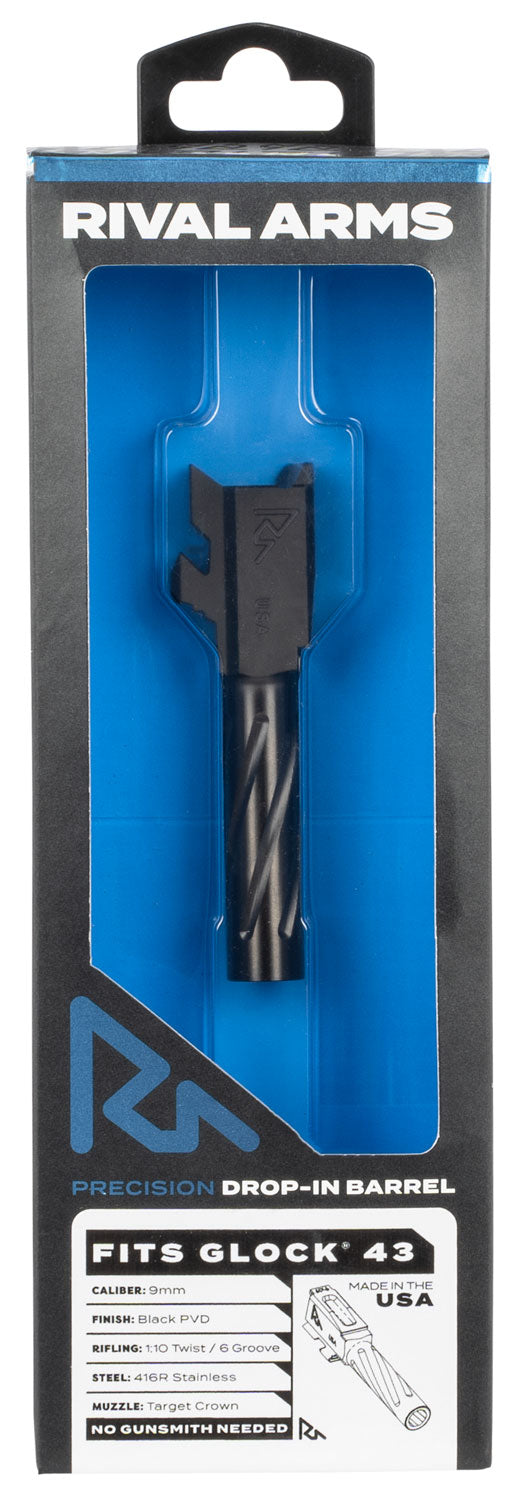 Rival Arms RA20G301A Precision V1 Drop-In Barrel 9mm Luger 3.41" Black PVD 416R Stainless Steel for Glock 43