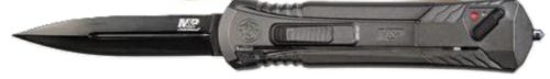 S&W M&P OTF 3.5" Single Edge Spear Point Knife, Black/Gray