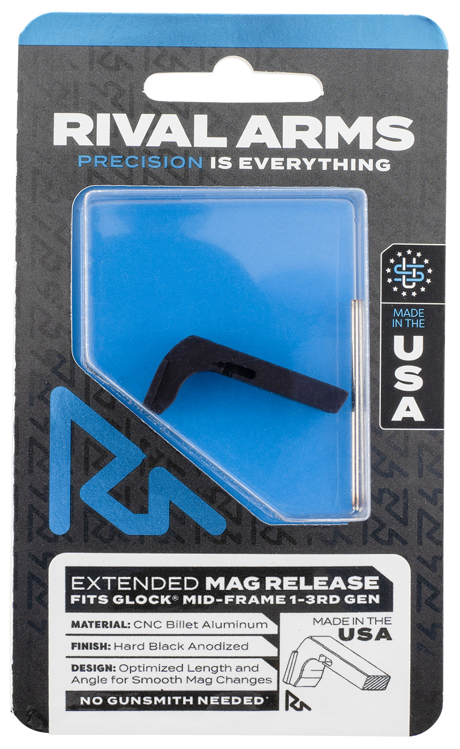 Rival Arms RA72G001A Extended Magazine Release for Glock Gen3 Black Anodized Aluminum