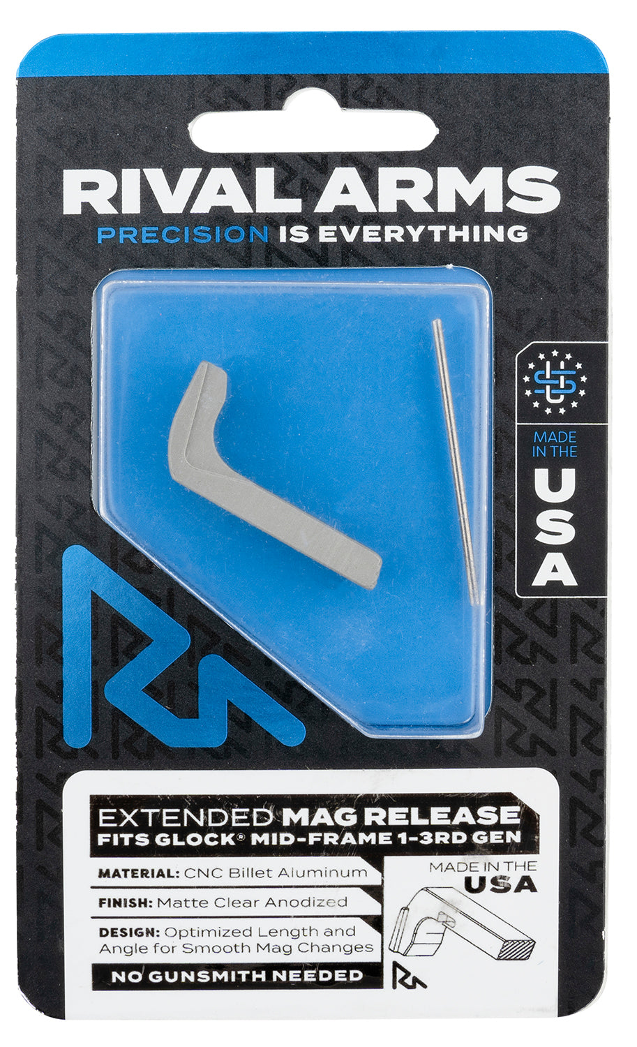 Rival Arms RA72G001D Extended Magazine Release for Glock Gen3 Silver Aluminum