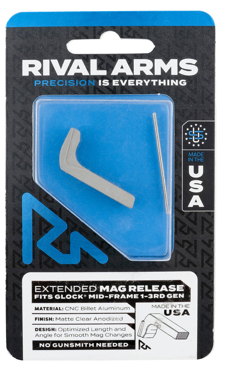 Rival Arms RA72G001D Extended Magazine Release for Glock Gen3 Silver Aluminum