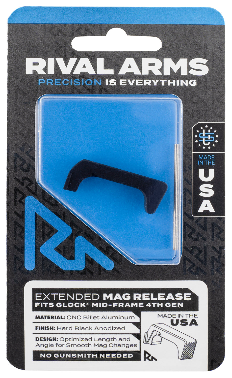 Rival Arms RA72G002A Extended Magazine Release for Glock Gen4 Hard Black Anodized Aluminum