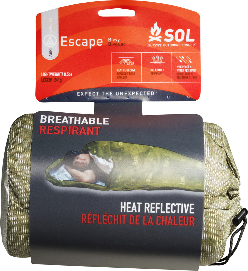 Survive Outdoors Longer SOL Escape Bivvy Waterproof Breathable OD Green Emergency Shelter