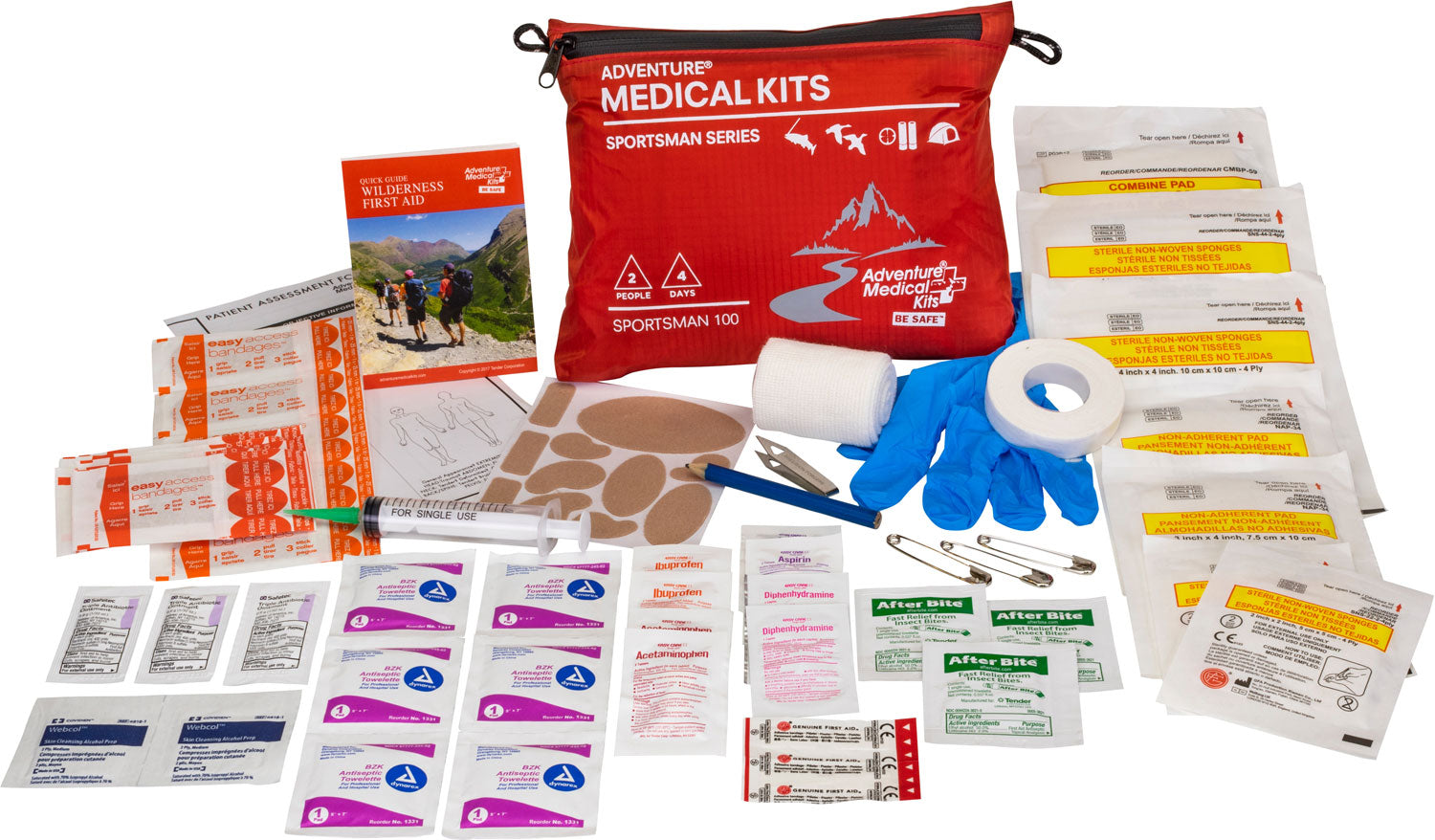 Adventure Medical Kits 01050100 Sportsman 100 Waterproof First Aid Kit - Red