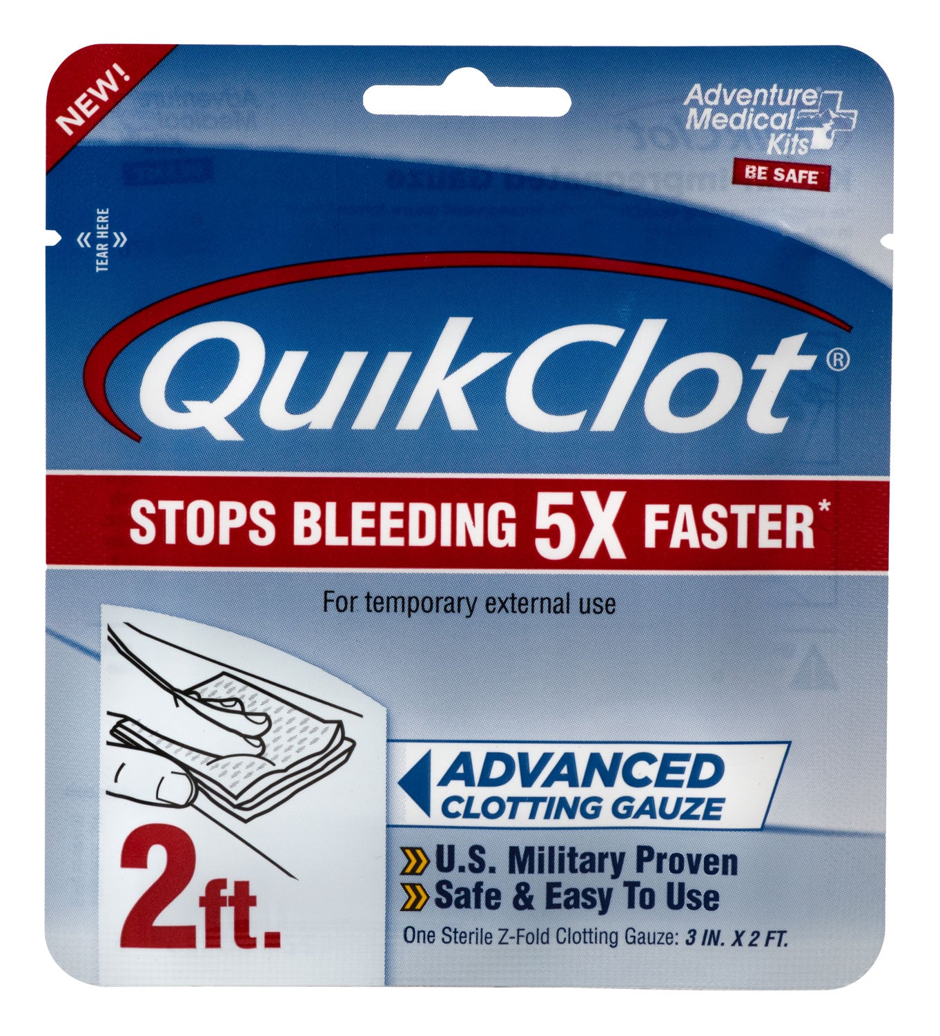Adventure Medical Kits 50200025 QuikClot Advanced Clotting Gauze 3" x 24" - White