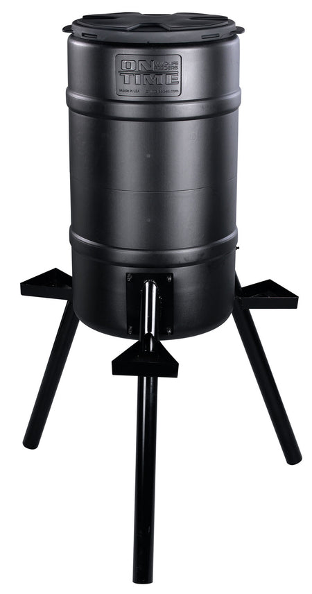 On Time 71540 Buckeye Gravity Feeder, 200 lb Capacity, 3 Feeding Stations, 2" Metal Legs, Removable Lid