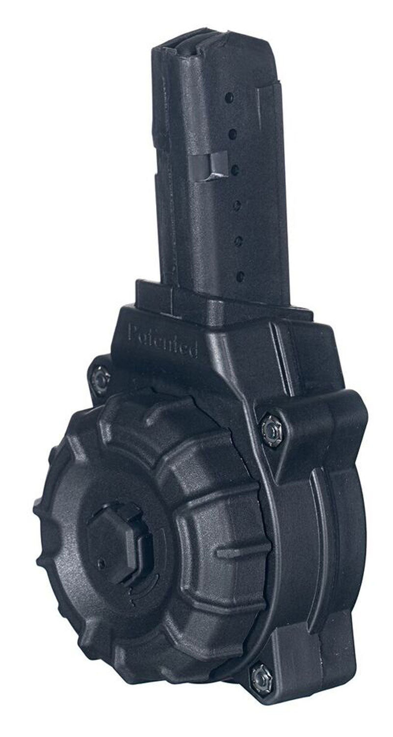 ProMag DRMA26 30-Round Drum Magazine 9mm Luger for AR-15 with Glock Style Mag Compatibility Black Zytel