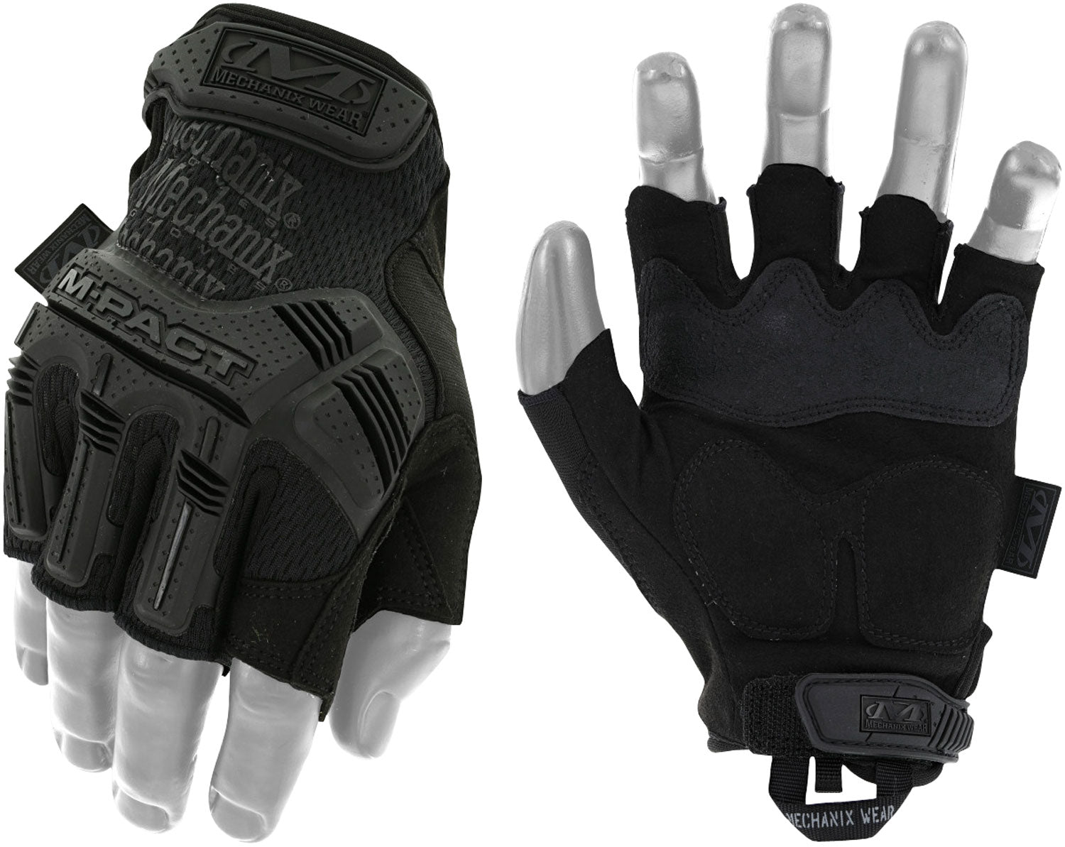 Mechanix Wear MFL55010 M-Pact Covert Fingerless Tactical Gloves Large Black Synthetic Leather TPR