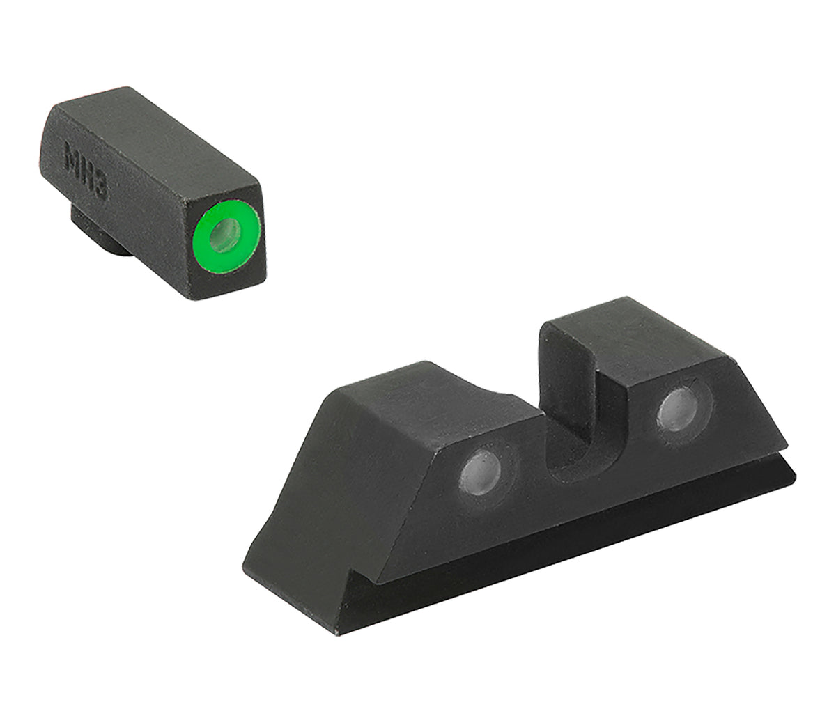 Meprolight Hyper-Bright Night Sight Set Green Tritium Black Frame for Glock 17/17L/19/22/23