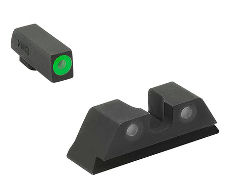Meprolight Hyper-Bright Night Sight Set Green Tritium Black Frame for Glock 17/17L/19/22/23