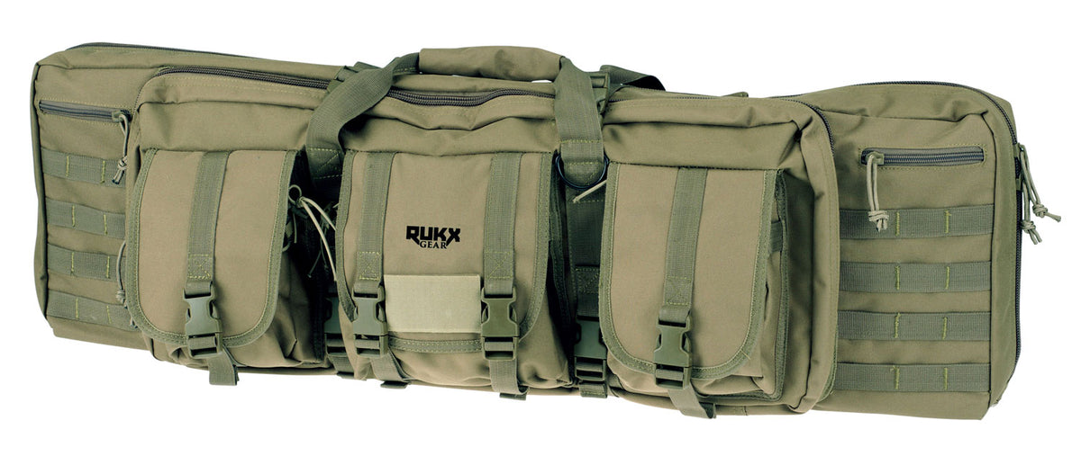 Rukx Gear ATICT36DGG 36" Tactical Double Gun Case Green 600D Polyester Non-Rust Zippers