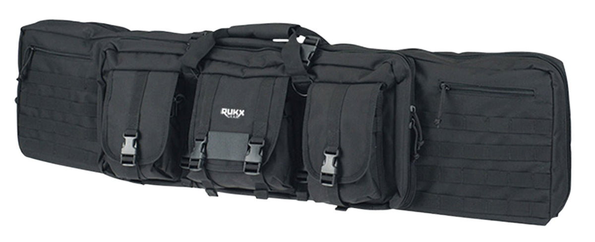 Rukx Gear ATICT42DGB 42" Tactical Double Gun Case Black 600D Polyester Non-Rust Zippers