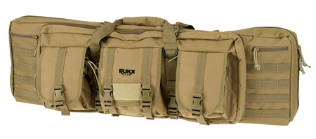 Rukx Gear ATICT42DBT 42" Tactical Double Gun Case Tan 600D Polyester Non-Rust Zippers