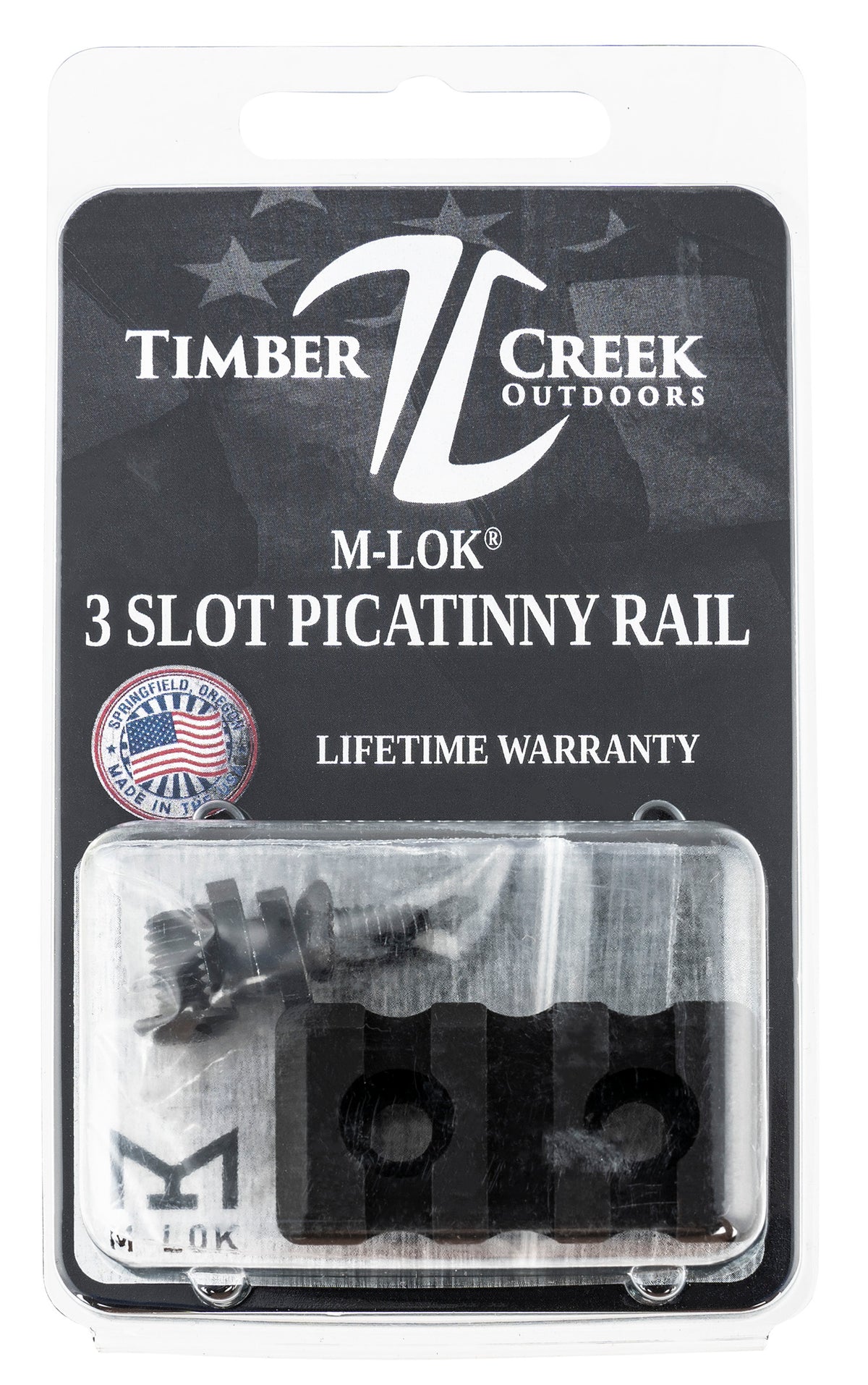 Timber Creek Outdoors M3SPRBL M-LOK 3 Slot Picatinny Rail Section Black Anodized Aluminum