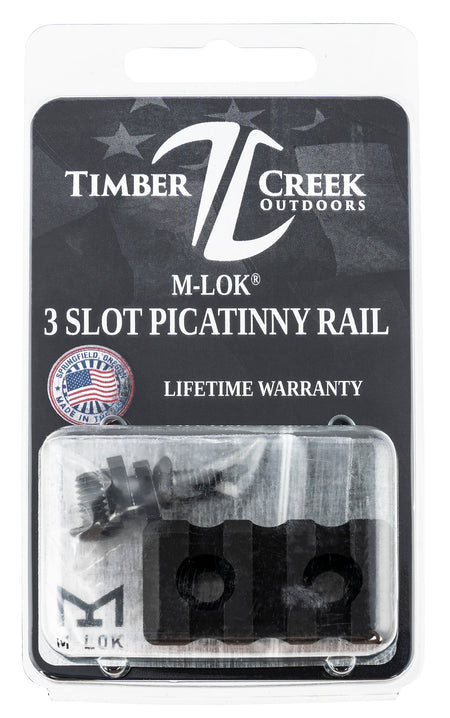 Timber Creek Outdoors M3SPRBL M-LOK 3 Slot Picatinny Rail Section Black Anodized Aluminum