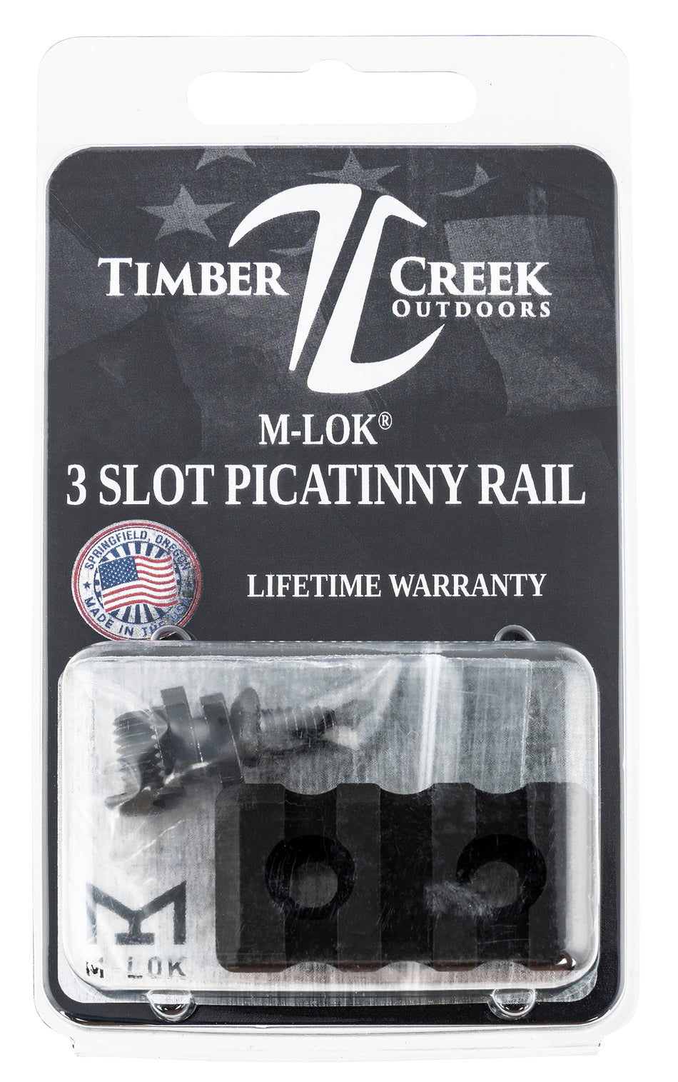 Timber Creek Outdoors M3SPRBL M-LOK 3 Slot Picatinny Rail Section Black Anodized Aluminum