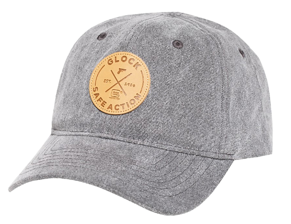 Glock AP95882 Safe Action Patch Hat Distressed Gray Denim Relaxed Fit - Adjustable Metal Buckle