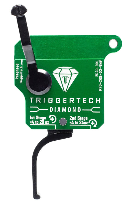 TriggerTech Diamond Two-Stage Flat Trigger for Remington 700 Right, 0.50-2.80 lbs Green/Black