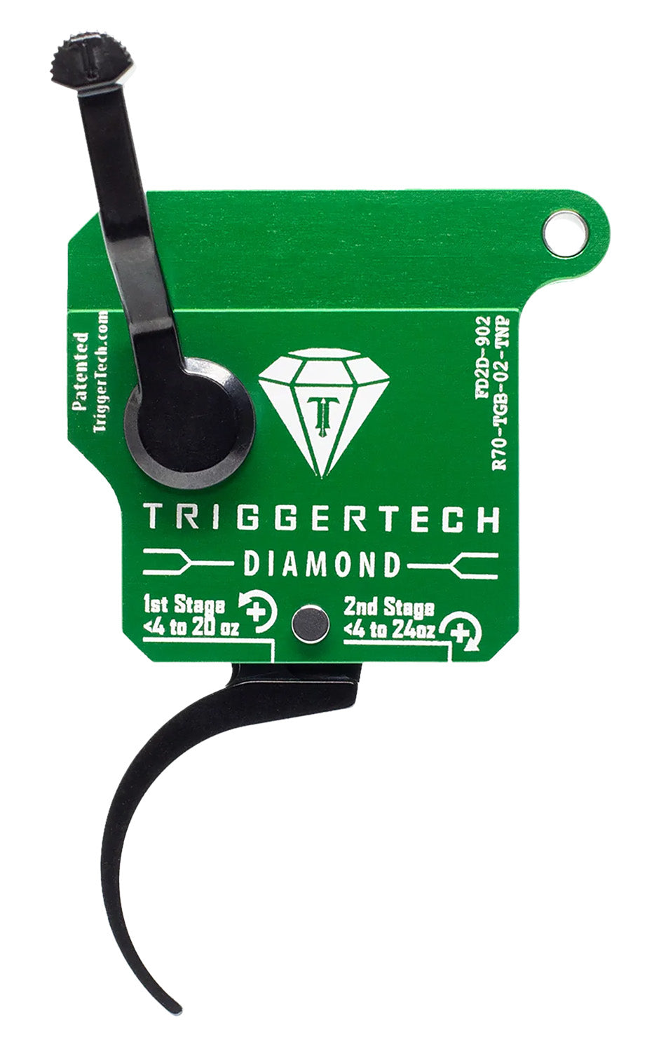 TriggerTech Diamond Two-Stage Pro Curved Trigger for Remington 700 Right, 0.50-2.80 lbs Green/Black