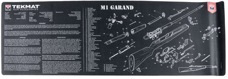 TekMat M1 Garand Gun Cleaning Mat 12"x36" Black/White Rubber with Parts Diagram