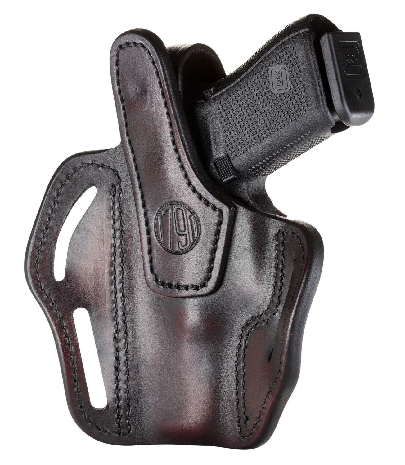 1791 Gunleather BHX OWB Belt Holster Size 03 Signature Brown Leather - Glock 17/M&P Shield/Sig P228 Right Hand