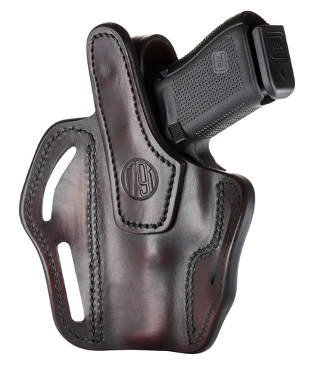 1791 Gunleather BHX OWB Belt Holster Size 03 Signature Brown Leather - Glock 17/M&P Shield/Sig P228 Right Hand