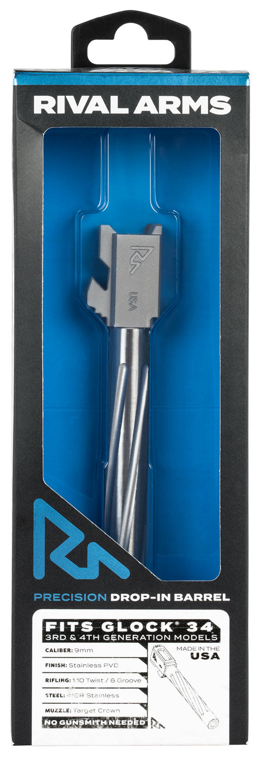 Rival Arms RA20G701D Precision V1 Drop-In Barrel 9mm Luger 5.31" Stainless PVD 416R Stainless Steel for Glock 34 Gen3-4