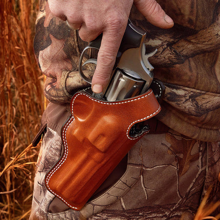 DeSantis Dual Angle Hunter OWB Tan Leather Belt Slide Holster for Glock 40 Right Hand