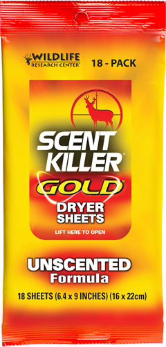 WRC Scent Killer Gold Unscented Hunting Dryer Sheets 18-Pack