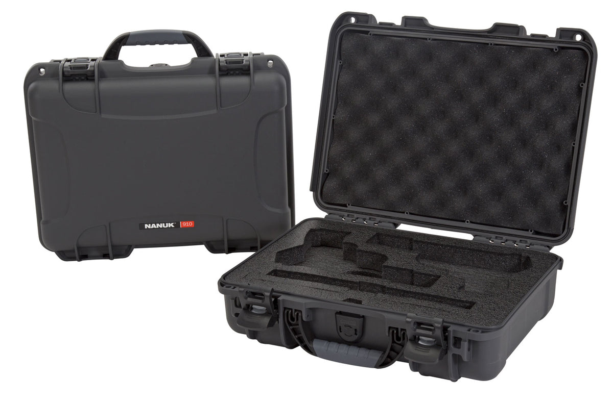 Nanuk 910CLASG7 910 Classic 2-Up Pistol Case Graphite Polymer 13.20" x 9.20" x 4.10" Interior