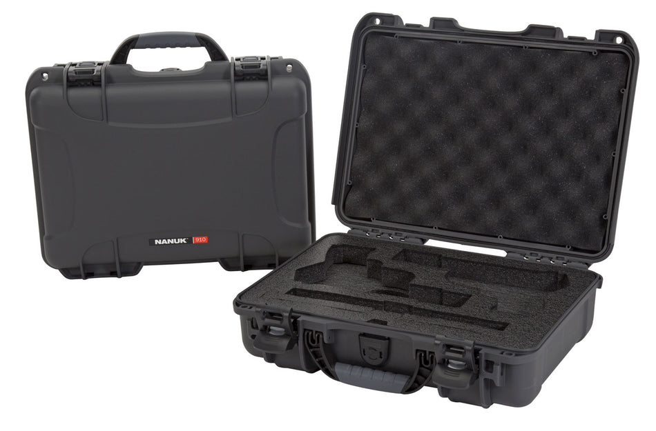 Nanuk 910CLASG7 910 Classic 2-Up Pistol Case Graphite Polymer 13.20" x 9.20" x 4.10" Interior