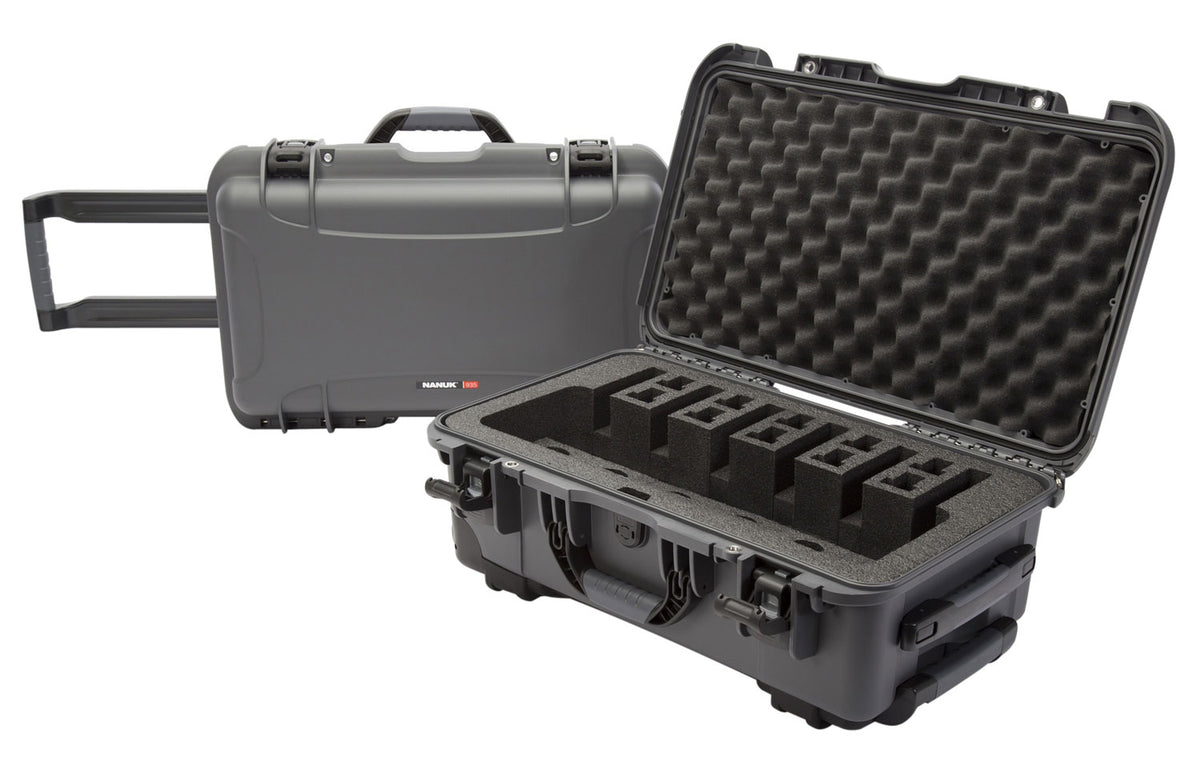 Nanuk 9356UP7 935 6-Up Gun Case Graphite Handgun Resin Wheeled Holds 6 Pistols