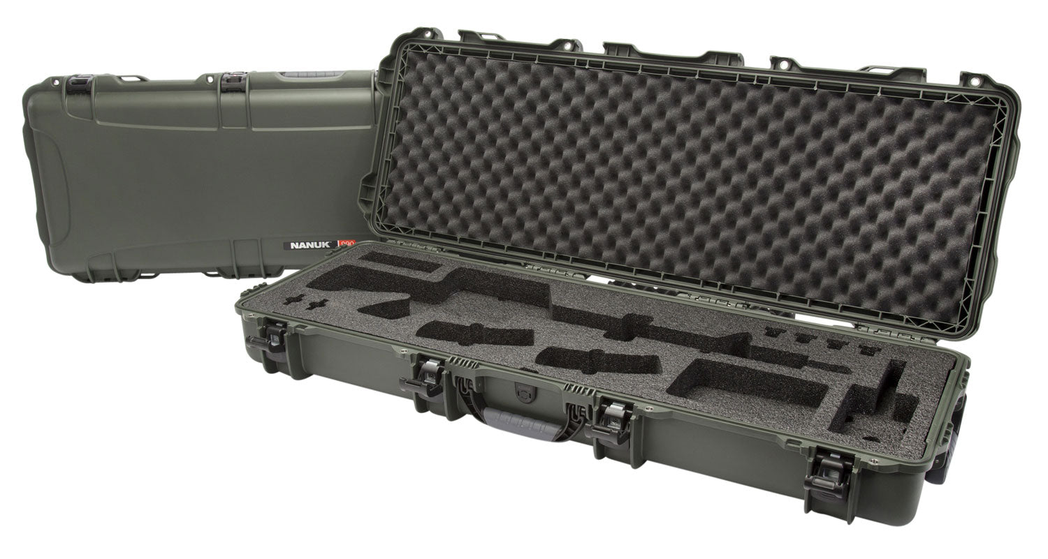 Nanuk 990 AR15 Case Waterproof Olive Resin with Foam for AR-Platform Rifles