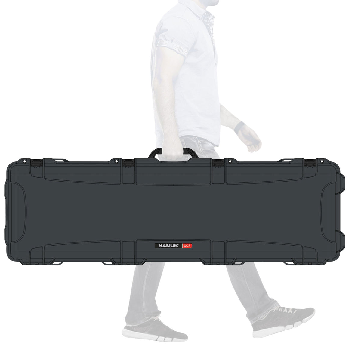 Nanuk 995 52" Graphite Resin Waterproof Rifle Hard Case with Foam and TSA Locks