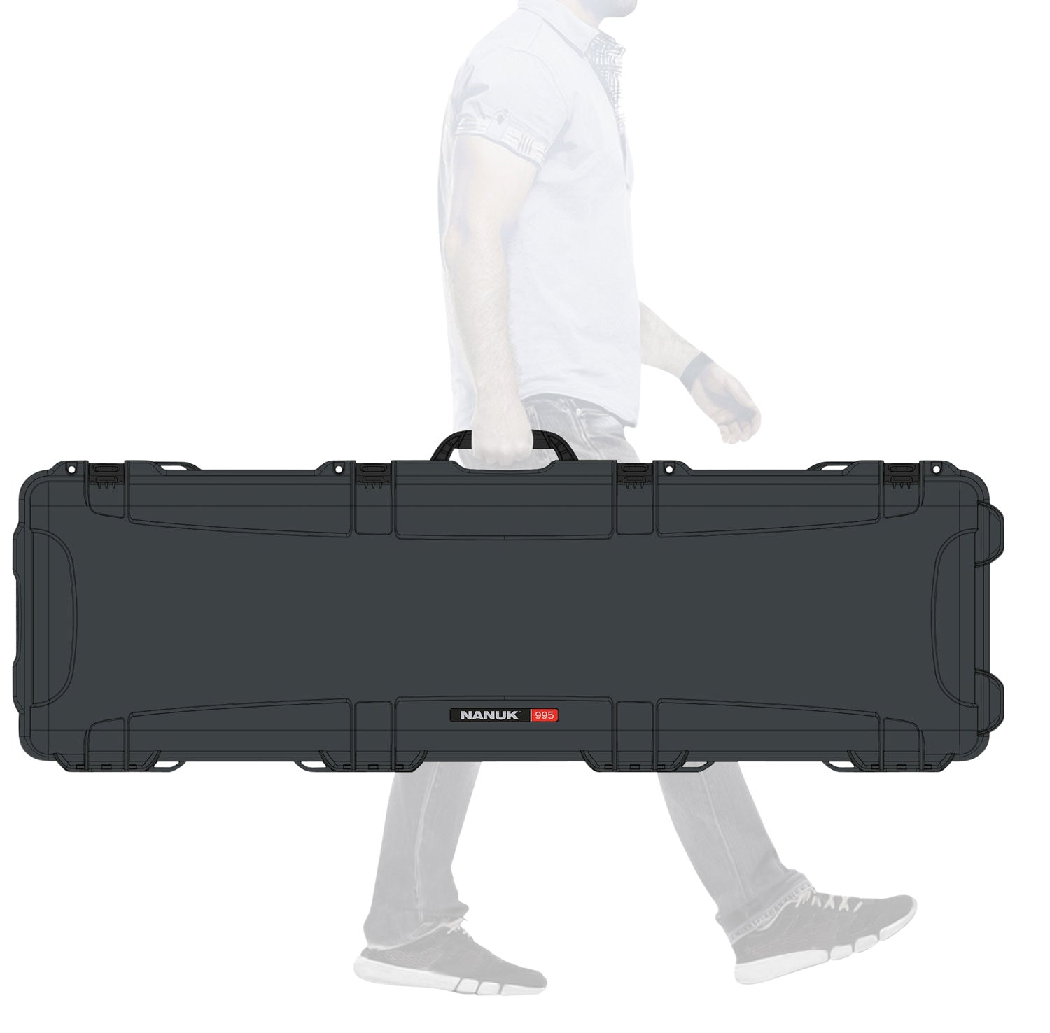 Nanuk 995 52" Graphite Resin Waterproof Rifle Hard Case with Foam and TSA Locks