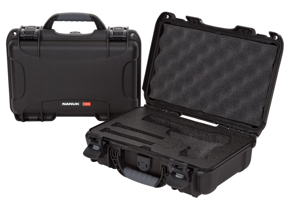 Nanuk 909 Classic Pistol Case Waterproof Airline-Approved Black Polyethylene with Foam