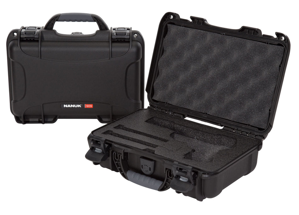 Nanuk 909 Classic Pistol Case Waterproof Airline-Approved Black Polyethylene with Foam