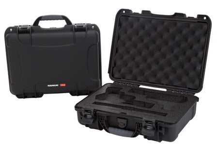 Nanuk 910 Classic 2-Up Pistol Case Black Polymer with Foam Padding and Latches