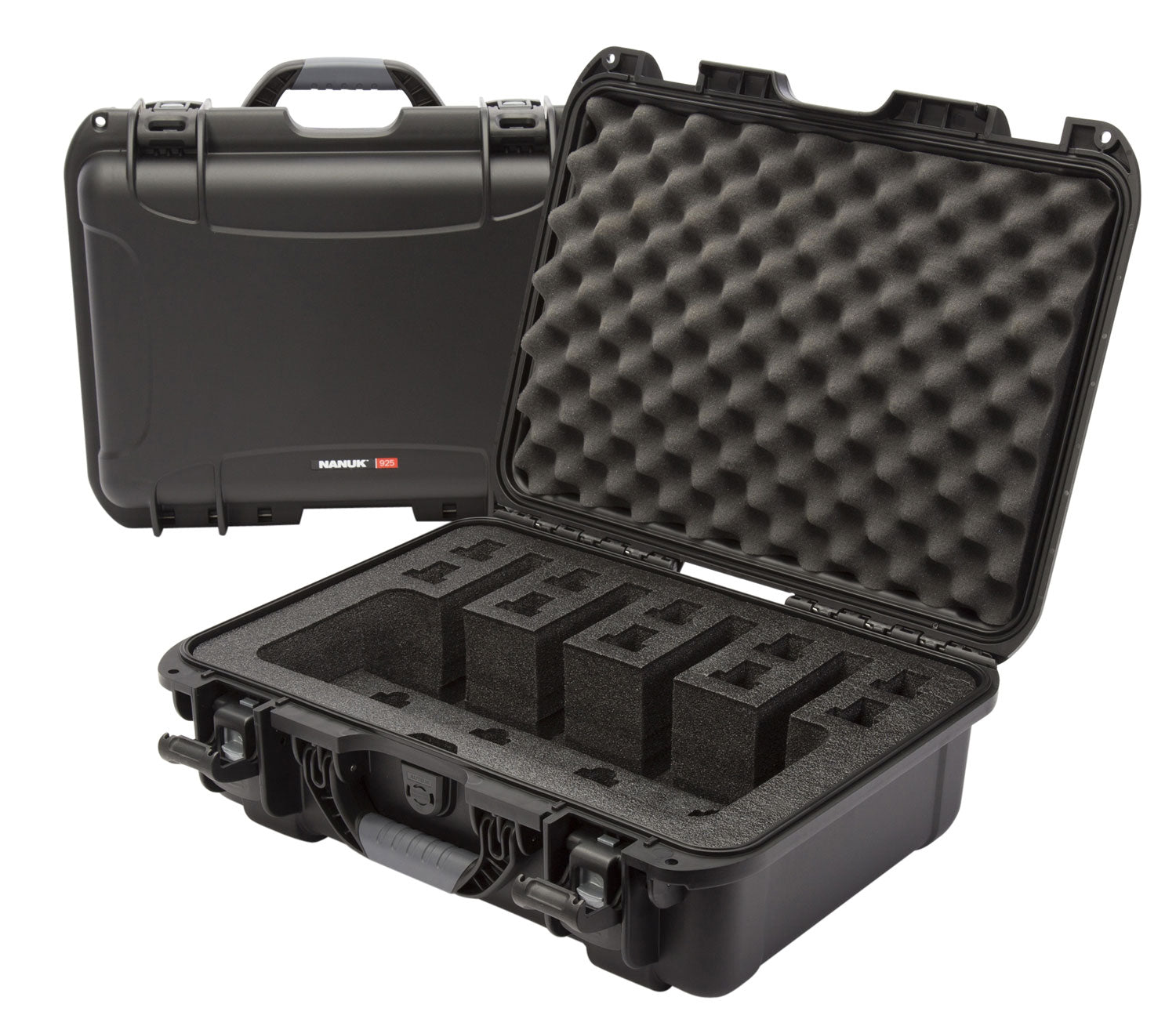 Nanuk 925 4-Up Pistol Case Waterproof Black Resin with Closed-Cell Foam Padding