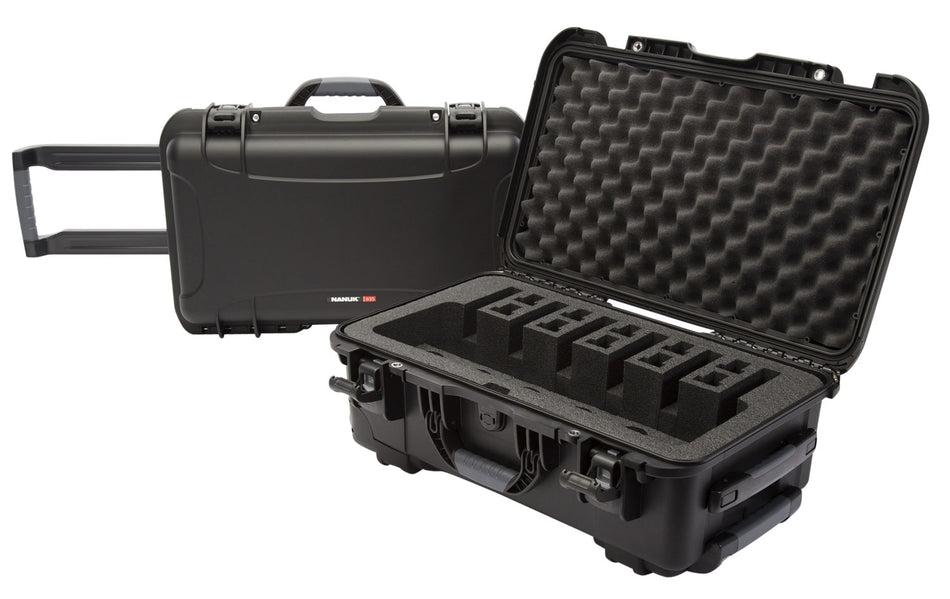 Nanuk 935 6-Up Pistol Case Black Polymer with Foam Padding and Wheels