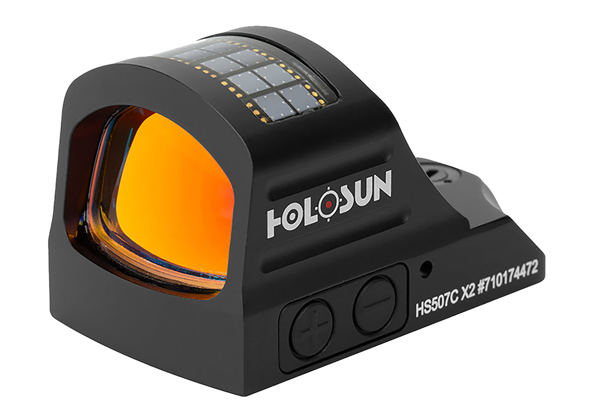 Holosun Technologies, 507C-X2, Red Dot, 32 MOA Ring & 2 MOA Dot, Black Color, Side Battery, Solar Failsafe, Mount Not Included