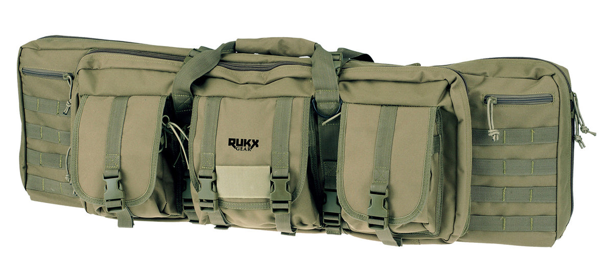Rukx Gear ATICT42DGG Tactical Double Rifle Gun Case 42" Green 600D Polyester
