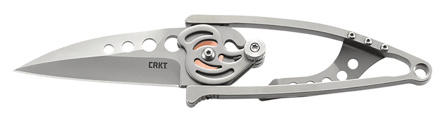 CRKT 5102N Snap Lock 2.55" Folding Drop Point Plain Bead Blasted 420J2 SS Blade, Stainless Steel Handle with Money Clip and Pocket Clip