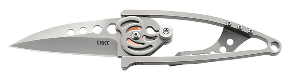 CRKT 5102N Snap Lock 2.55" Folding Drop Point Plain Bead Blasted 420J2 SS Blade, Stainless Steel Handle with Money Clip and Pocket Clip