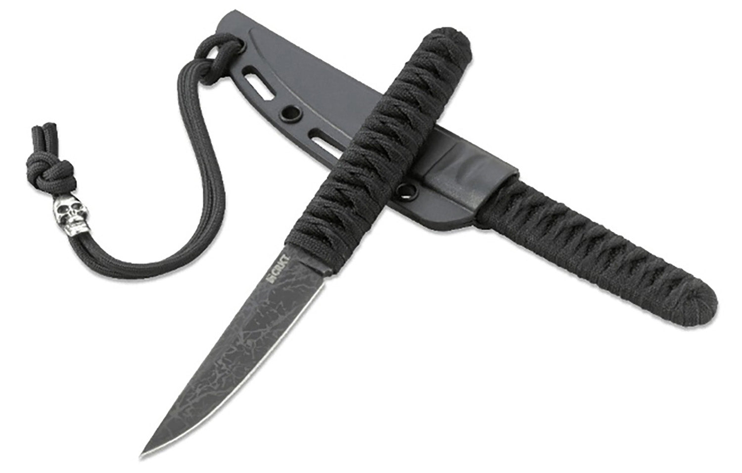 CRKT 2367 Obake 3.64" Fixed Plain Acid Etched Gray TiCN 8Cr14MoV SS Blade with Black Nylon Cord Wrapped Stainless Steel Handle and Sheath