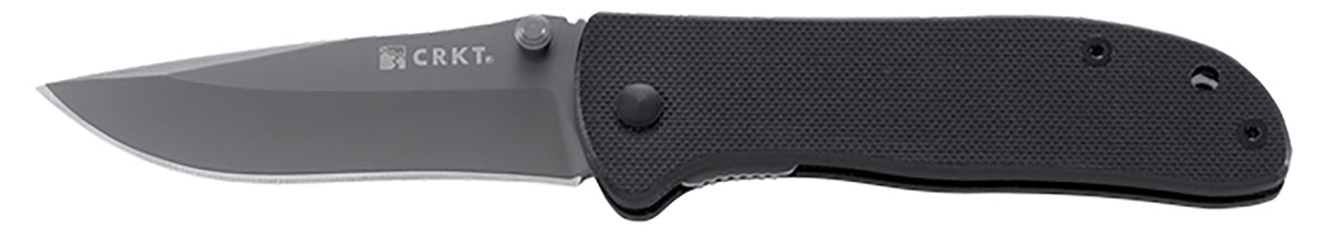 CRKT 6450K Drifter 2.88" Folding Plain Drop Point Gray TiCN 8Cr14MoV SS Blade, Black G10 Handle with Pocket Clip